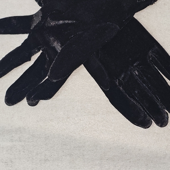 VTG April Cornell Beaded Velvet Black Womens Gloves SZ OS - Picture 4 of 7